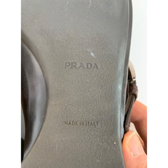 VTG Prada Italy Mens Brown Leather Buckle Loafers Size 10 US Slip On 2D width - Picture 4 of 11